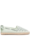 Tory Burch Ribbon Herringbone Espadrilles In Green