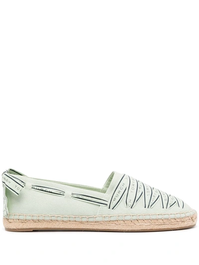 Tory Burch Ribbon Herringbone Espadrilles In Green