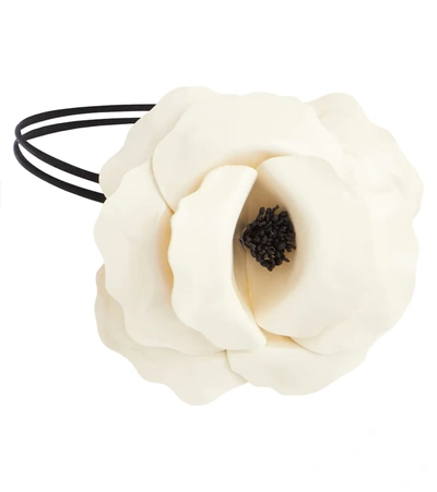 Saint Laurent Floral Leather Choker In White