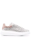 Alexander Mcqueen Oversized Crystal-embellished Sneakers In White/pink