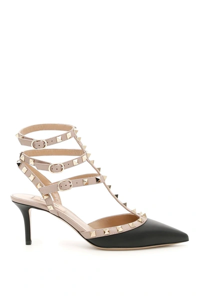 Valentino Garavani Rockstud Slingback 65 In Nero Poudre