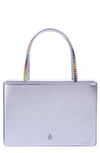 Amina Muaddi Gilda Rainbow Crystal Leather Top Handle Bag In Lavender Rainbow Crystals