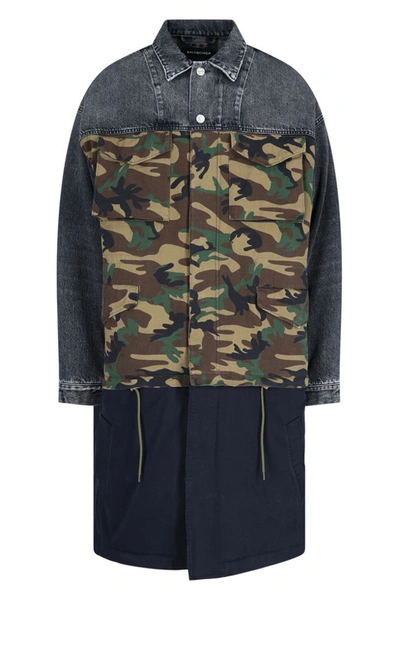 Balenciaga Camouflage Denim Jacket In Multi