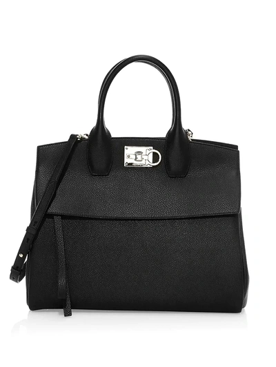 Ferragamo Studio Top Handle Satchel Bag In Black