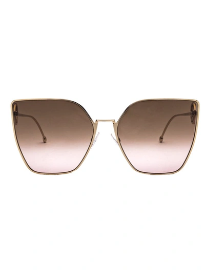 Fendi Eyewear Signature F Oversized Sunglasses In Gold