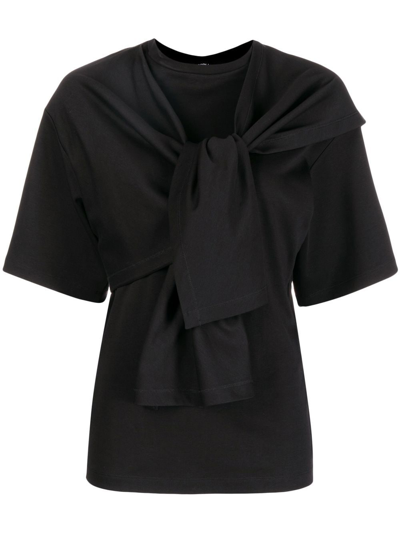 Goen J Oversized Asymmetric Tie-strap T-shirt In Black