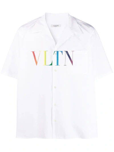 Valentino Logo-print Boxy-fit Cotton-poplin Shirt In White