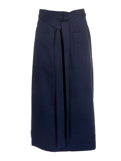 Msgm Midi Skirt In Navy Blue