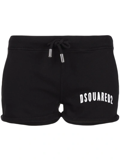Dsquared2 Jersey Shorts With Logo Print In Black