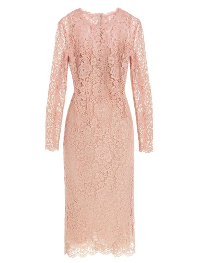 Dolce & Gabbana Lace Dress In Pink