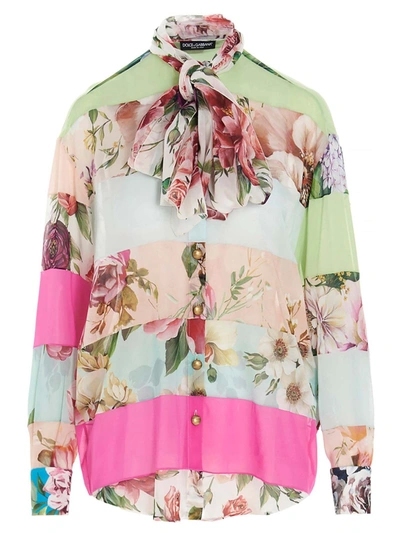 Dolce & Gabbana Floral Patchwork Shirt In Multicolor In Multicolour