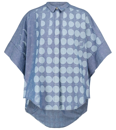 Loewe + Paula's Ibiza Asymmetric Printed Cotton-chambray Shirt In Blue