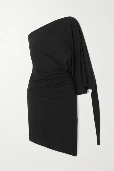 Loewe Asymmetric Stretch-cotton And Modal-blend Jersey Dress In Black