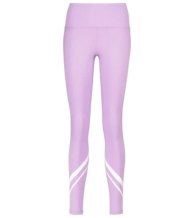 Tory Sport High-rise Compression Mélange Side-pocket Chevron Legging In Purple