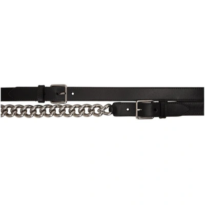 Alexander Mcqueen Chain-trimmed Leather Belt In Black