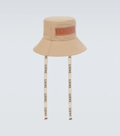 Loewe Paula's Ibiza Leather-trimmed Cotton-canvas Bucket Hat In 