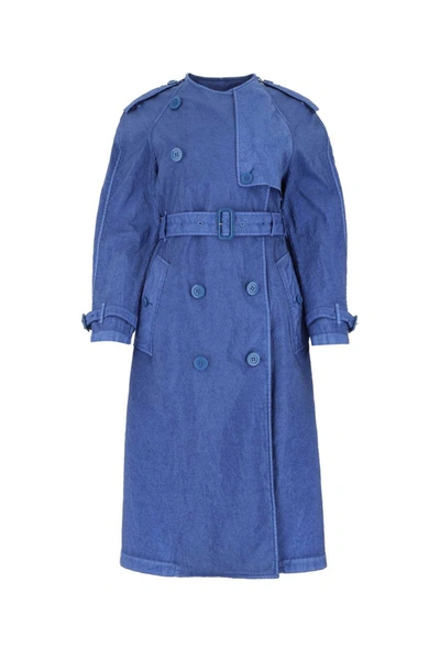 Burberry Cerulean Nylon Trench Coat  Nd  Donna 2 In Blue