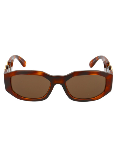 Versace Eyewear Rectangular Frame Sunglasses In Brown