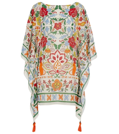 Tory Burch Tropical Print Cotton & Silk Cover-up Caftan In Multicolour