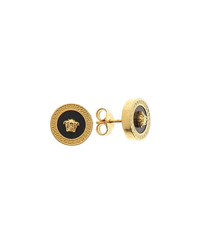 Versace Men's Tribute Medusa Head Stud Earrings In Black-tribute Gold