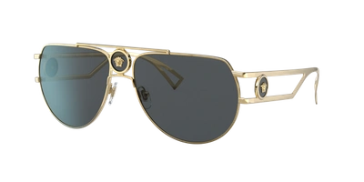 Versace Ve2225 Aviator-frame Glass And Metal Sunglasses In Grey