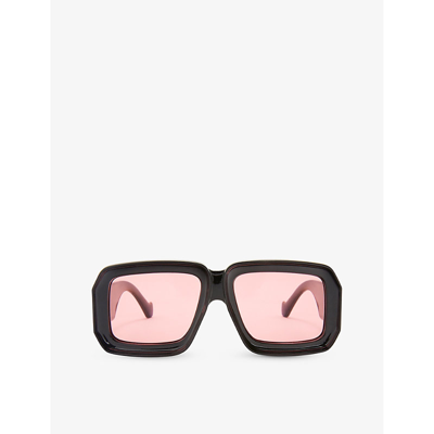 Loewe Women's Paula's Ibiza Oversized Square-frame Acetate Sunglasses In Black,pink