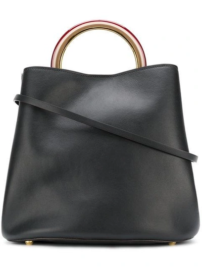 Marni Large Top Handle Bag In Leather In Black
