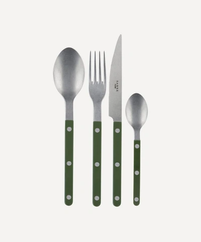 Sabre Bistrot Vintage Four-piece Stainless Steel Cutlery Set In Dark Green