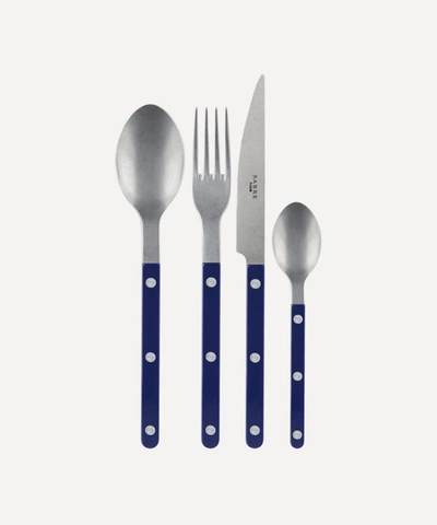 Sabre Bistrot Vintage Four-piece Stainless Steel Cutlery Set In Navy Blue