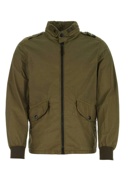 Stone Island Front Pockets Zipped Jacket In Green