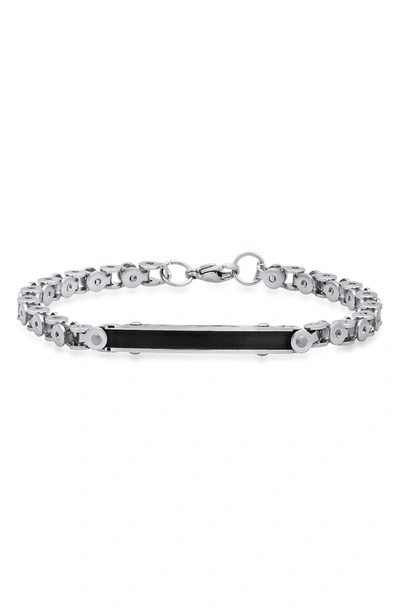 Hmy Jewelry Two Tone Stainless Steel Id Bracelet In Black-metallic