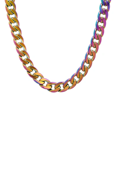 Hmy Jewelry Multi Colored Stainless Steel Chain Link Necklace