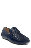 Donald Pliner Woven Leather Driver In Indigo