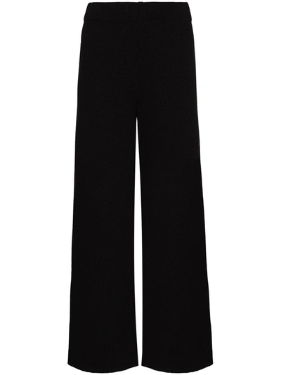 St Agni Rem Wide Leg Knitted Trousers In Schwarz