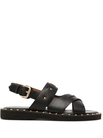 Coach Gemma Leather Slingback Sandals In Black