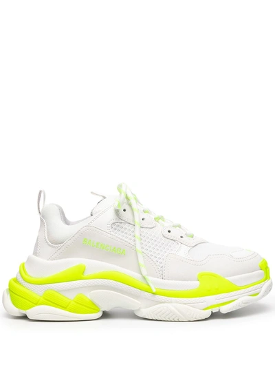 Balenciaga Triple S Low-top Sneakers Fluo Yellow In White