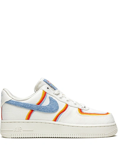 Nike Air Force 1 '07 Lv8 "denim Swoosh" Sneakers In Sail,chile Red,dark Sulfur,light Armory Blue