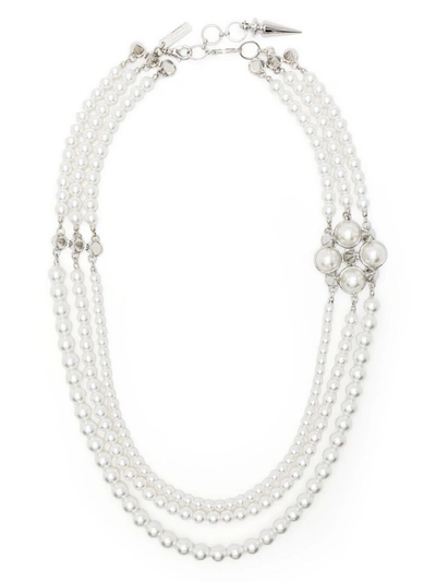 Junya Watanabe White & Silver Pearl Stud Necklace In 1 Wh/silver