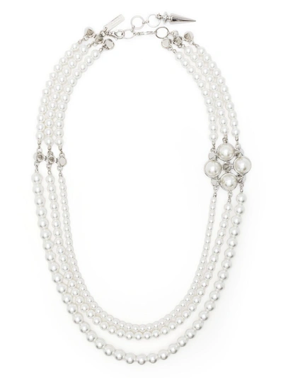 Junya Watanabe White & Silver Pearl Stud Necklace In White