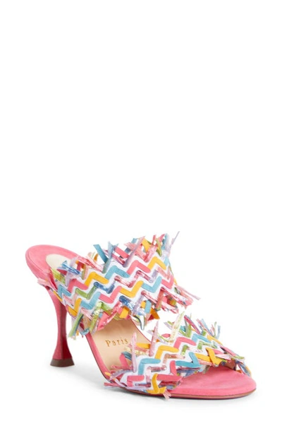Christian Louboutin Meroine Multicolored Suede Topstitch Red Sole High-heel Sandals In Version Multi
