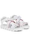 Christian Louboutin Velcrissimo Bicolor Grip Sporty Sandals In Bianco/silver