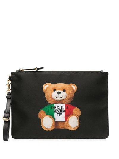 Moschino Teddy Bear Clutch Bag In Black