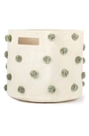 Pehr Pompom Canvas Bin In Sage