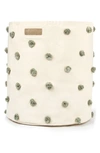 Pehr Pompom Canvas Hamper In Sage