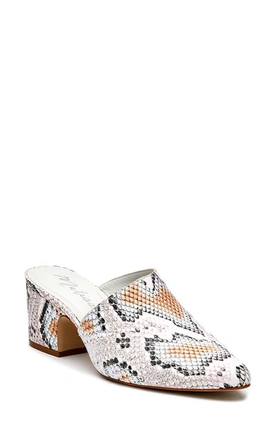 Matisse Candy Leather Mule In White Multi Snake