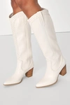Billini Novena Knee High Western Boot In White