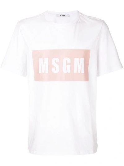 Msgm Logo Print T-shirt In Bianco