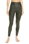 Beyond Yoga Space Dye High Waist Midi Leggings In Eden Green Cheetah