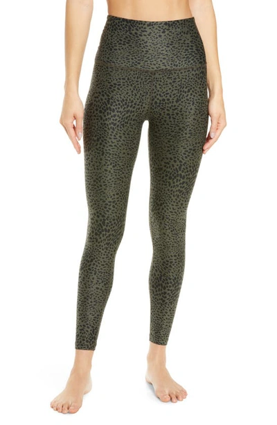 Beyond Yoga Space Dye High Waist Midi Leggings In Eden Green Cheetah