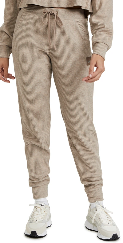 Alo Yoga Muse Ribbed High Waist Sweatpants In Olive Tree Heather